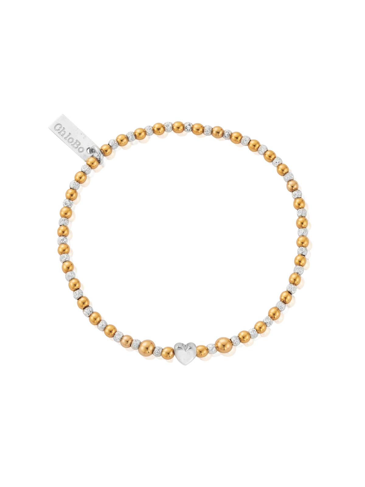 ChloBo Mixed Metal Inset Heart Bracelet in Silver & Gold Plating