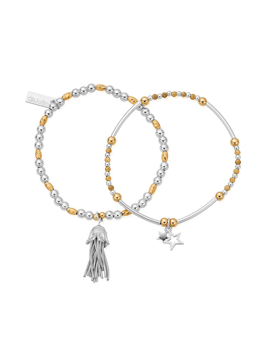 ChloBo Wishful Set of 2 Bracelets in Silver & Gold Plating GMBSET738337