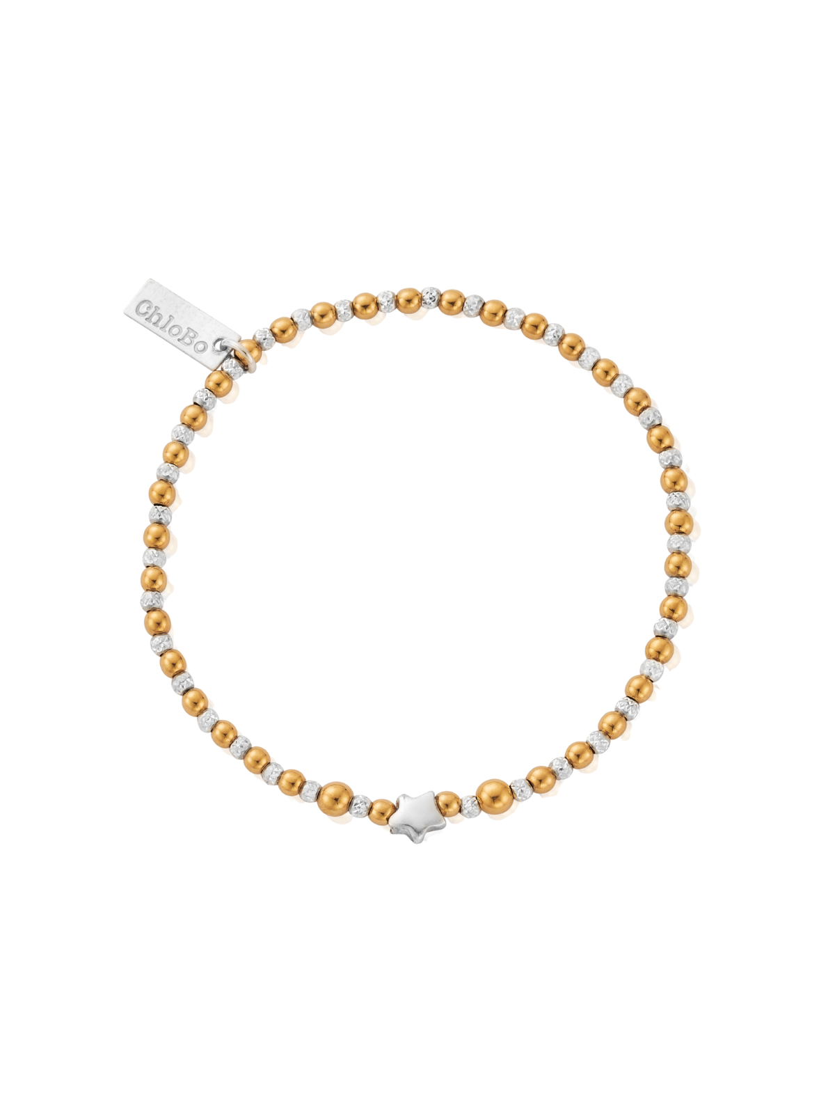 ChloBo Mixed Metal Inset Star Bracelet in Silver & Gold Plating