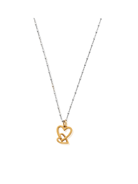 ChloBo Delicate Cube Chain Interlocking Heart Necklace in Silver & Gold Plating