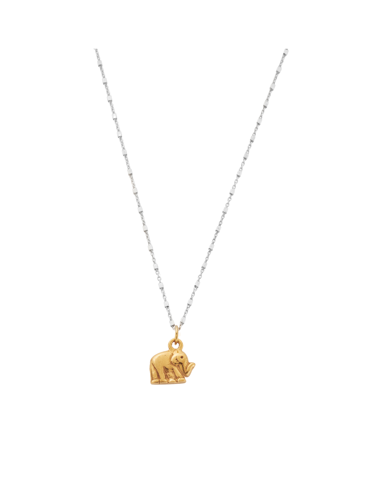 ChloBo Delicate Cube Chain Elephant Necklace in Silver & Gold Plating