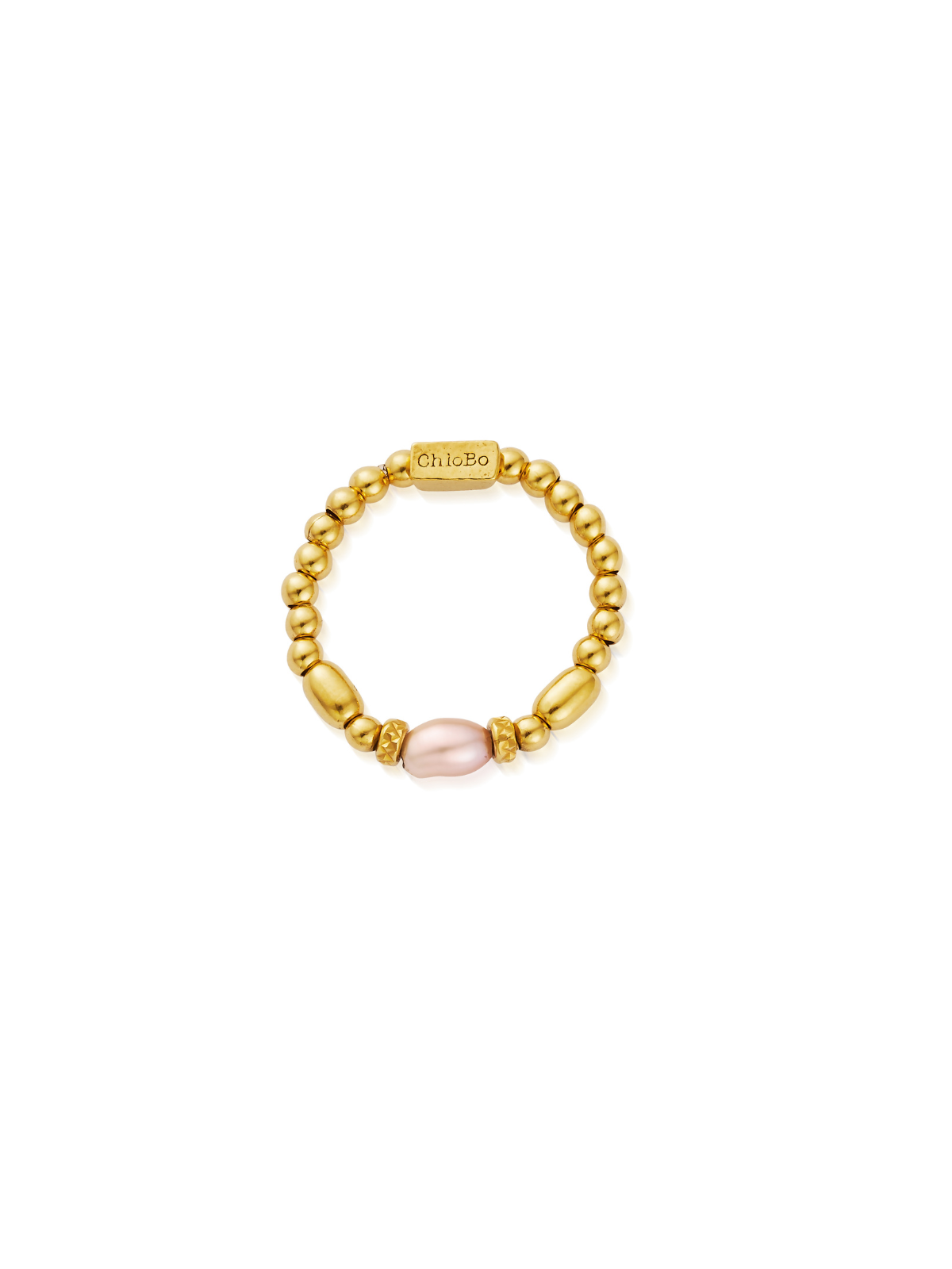 ChloBo Mini Sparkle Pink Pearl Ring in Gold Plating - Large