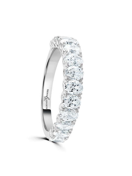 Diamond Set Platinum Wedding Ring 1.07ct Oval Cut