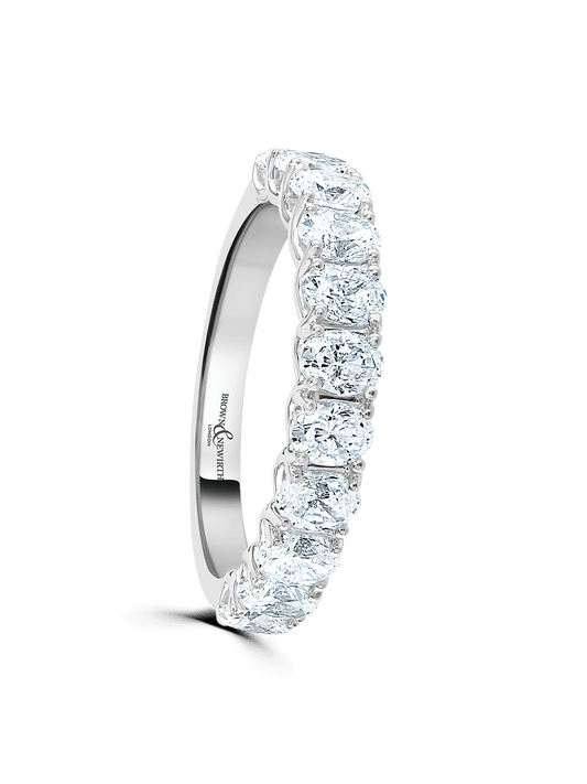 Diamond Set Platinum Wedding Ring 1.46ct Oval Cut