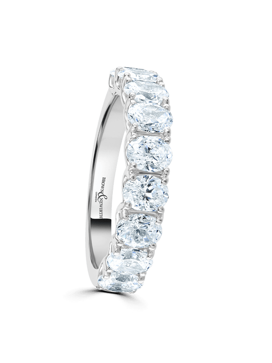 Diamond Set Platinum Wedding Ring 2.09ct Oval Cut