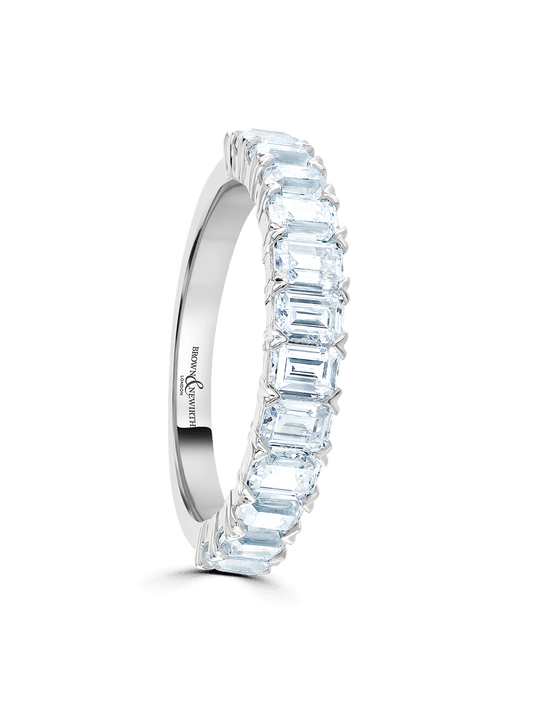 Diamond Set Platinum Wedding Ring 1.59ct Emerald Cut