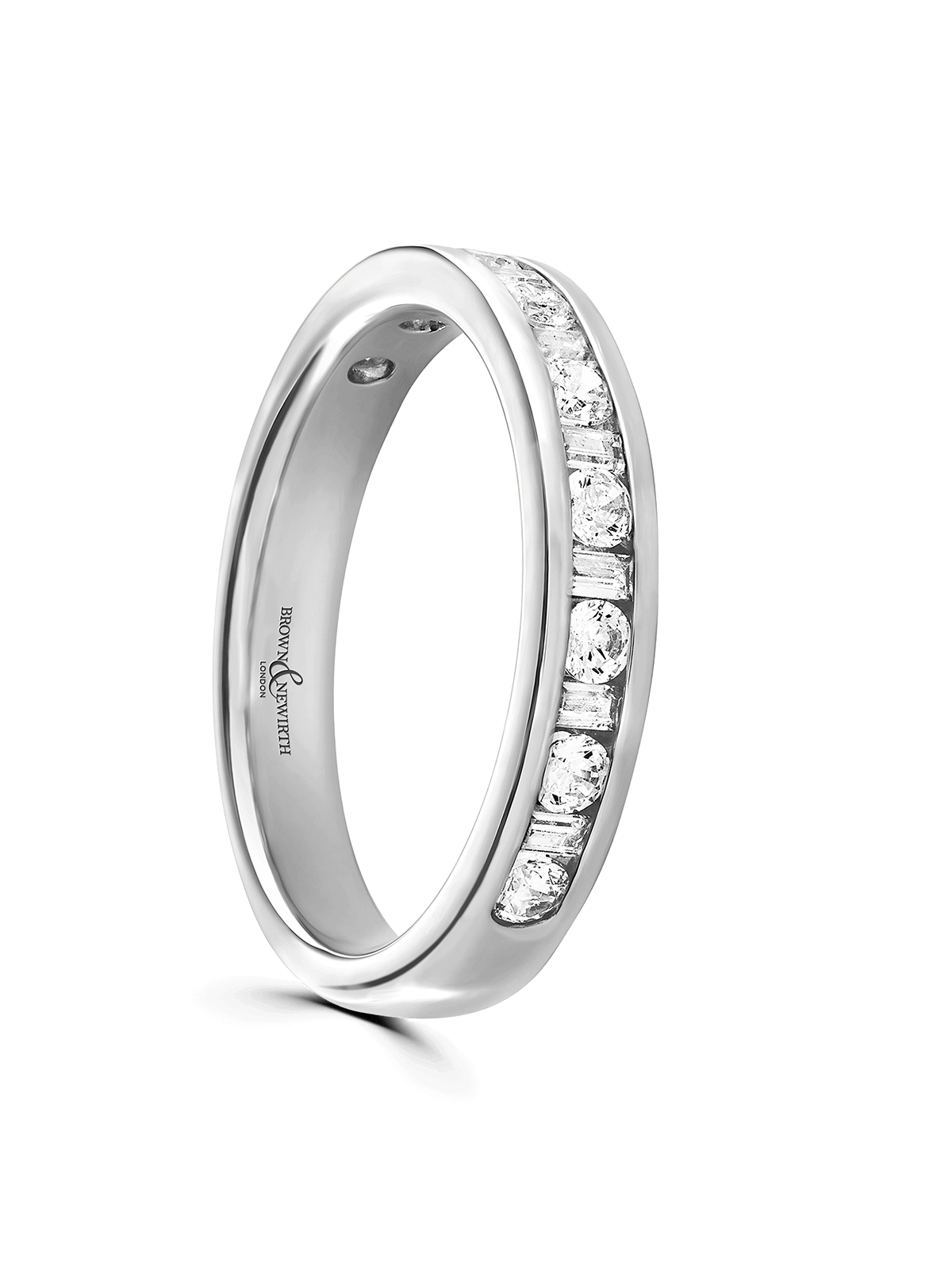 Diamond Set Platinum Wedding Ring 0.50ct Brilliant & Baguette Cut