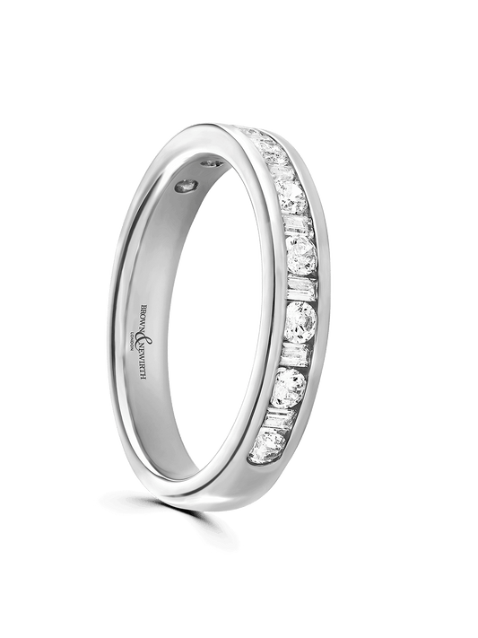 Diamond Set Platinum Wedding Ring 0.50ct Brilliant & Baguette Cut