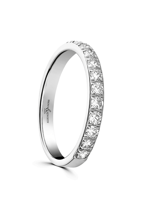Diamond Set Platinum Wedding Ring 0.50ct Brilliant Cut