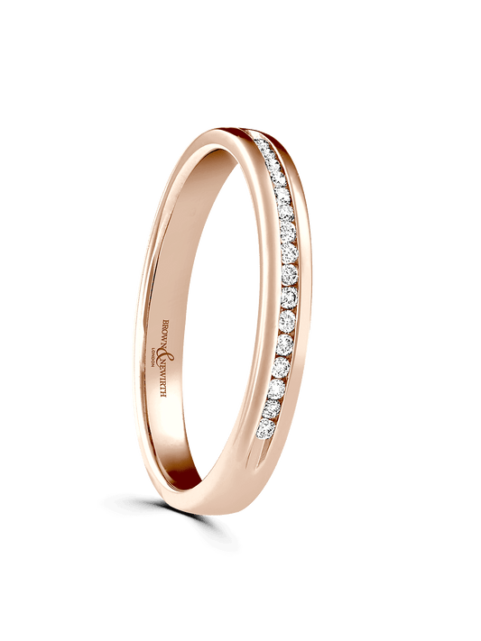Diamond Set 18ct Rose Gold Wedding Ring 0.07ct Brilliant Cut
