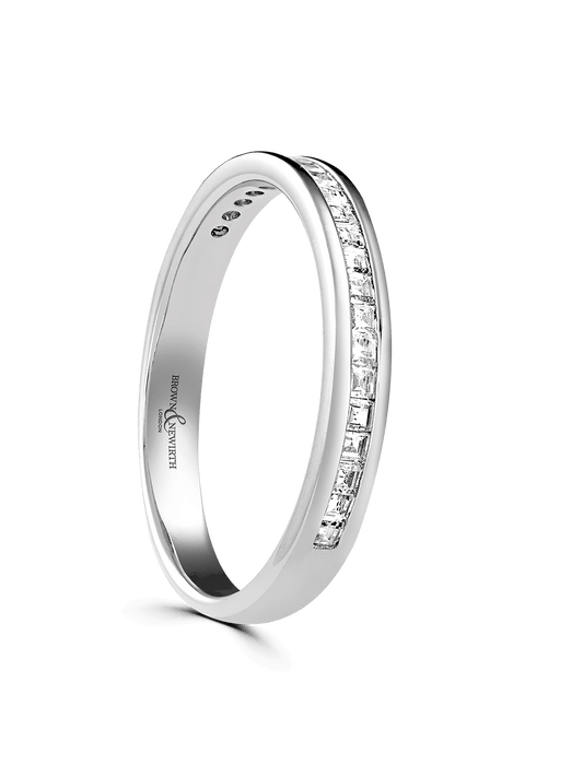 Diamond Set Platinum Wedding Ring 0.20ct Princess Cut