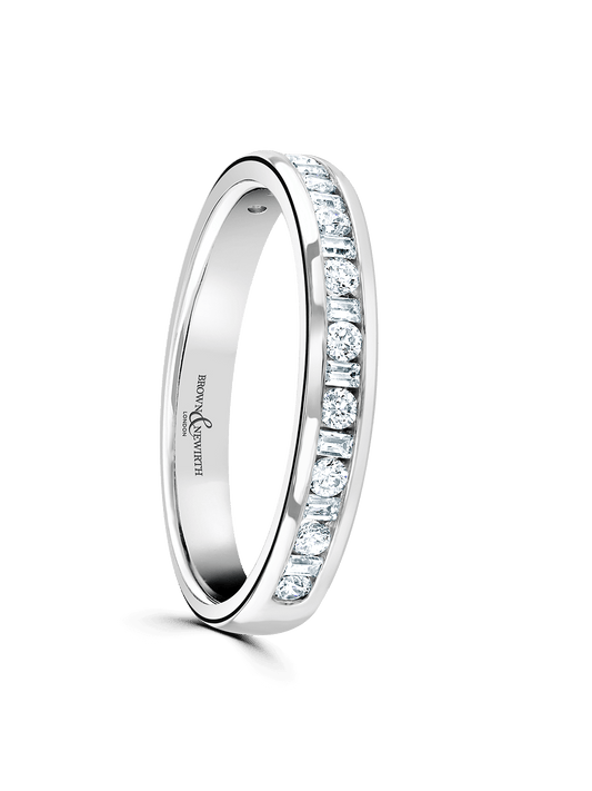 Diamond Half Eternity Ring 0.33ct Brilliant & Baguette Cut in 9ct White Gold