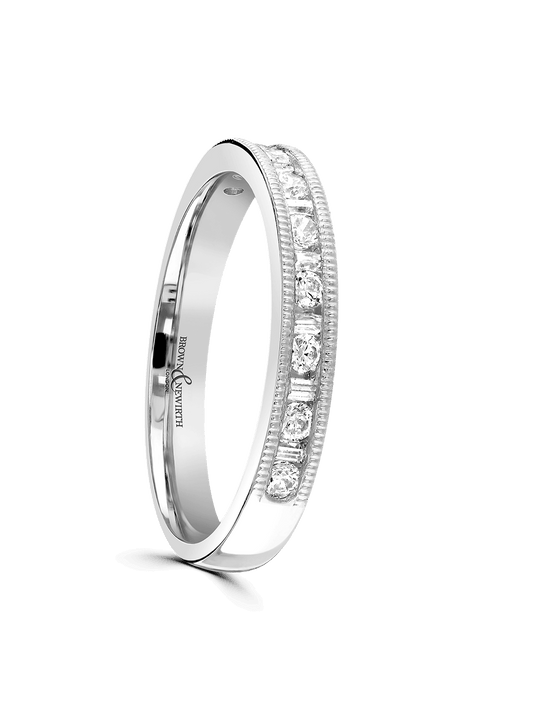 Diamond Set Platinum Wedding Ring 0.33ct Brilliant & Baguette Cut