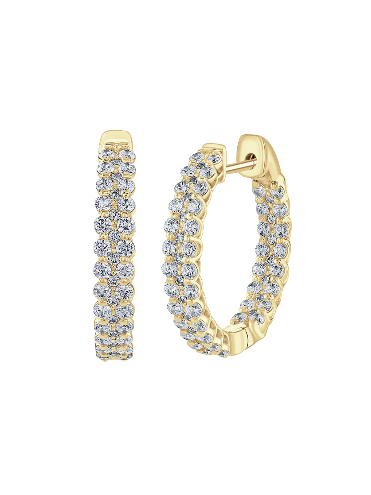 Lab Grown Diamond Hoop Earrings with 2.00ct of Round Brilliant Diamonds in 9ct Yellow Gold
