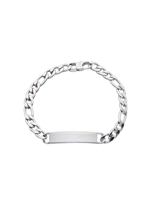 Unique & Co. 21cm Steel Figaro Chain ID Bracelet