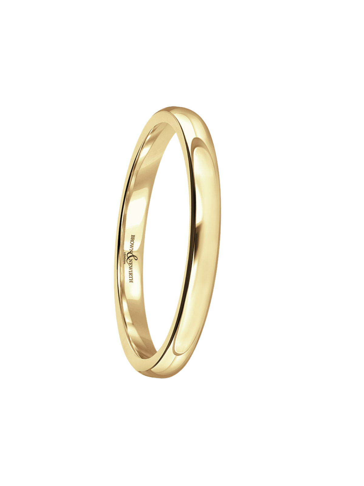 2mm 9ct Yellow Gold Wedding Ring with Lighter Softened Flat Court Profile (Size A-Q)