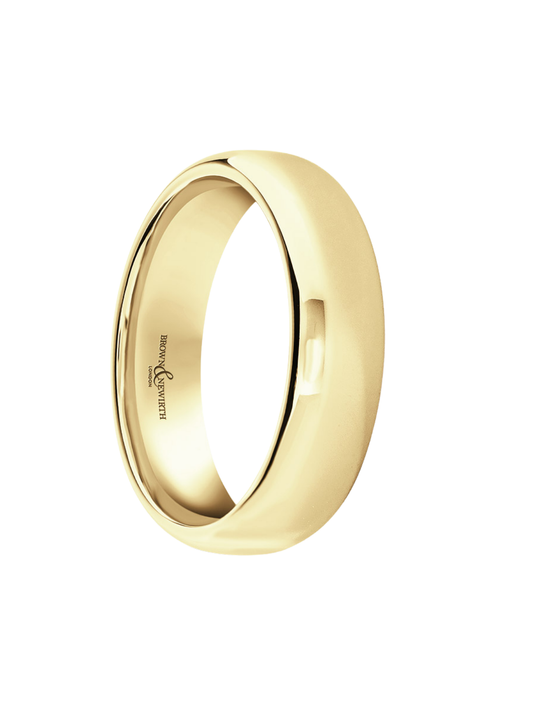 6mm 9ct Yellow Gold Wedding Ring with Lighter Weight Modern Court Profile (Size R-Z+)