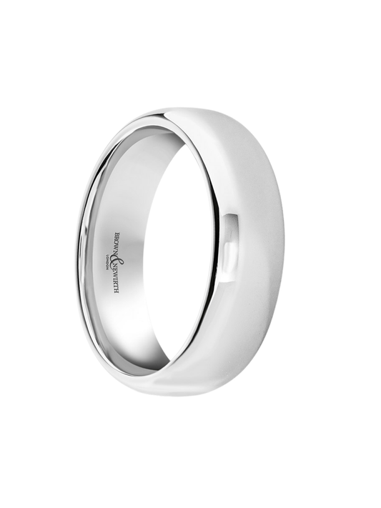 7mm Platinum Wedding Ring with Lighter Weight Modern Court Profile (Size R-Z+)