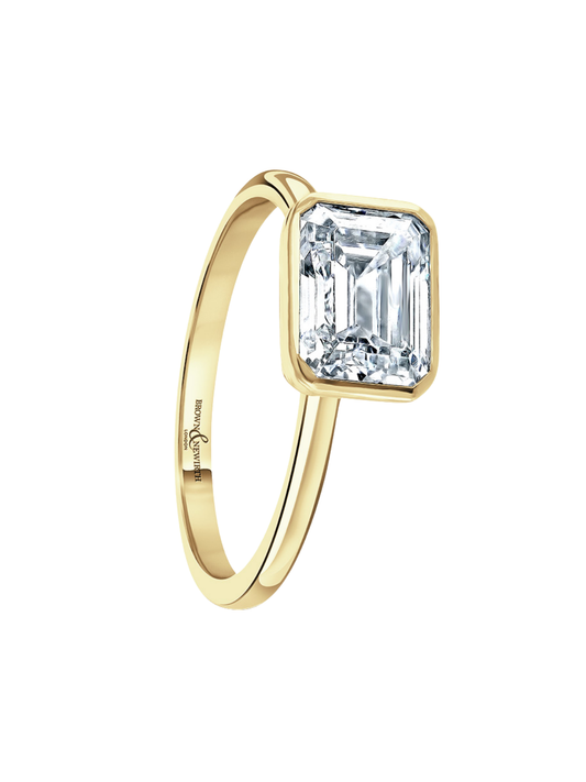 Lab Grown Diamond Solitaire Ring with 2.00ct Emerald Cut Diamond in 9ct Yellow Gold