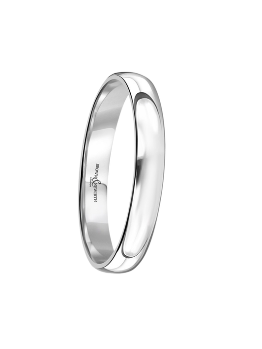 2.5mm Platinum Wedding Ring with Lighter Weight Classic Court Profile (Size A-Q)
