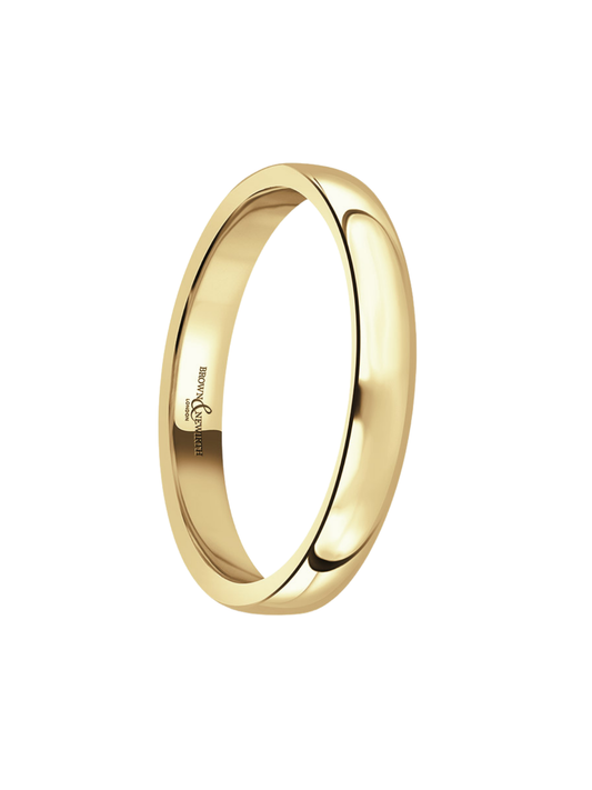 2.5mm 9ct Yellow Gold Wedding Ring with Medium Modern Court Profile (Size A-Q)