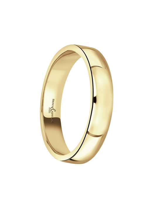 4mm 9ct Yellow Gold Wedding Ring with Medium Modern Court Profile (Size R-Z+)