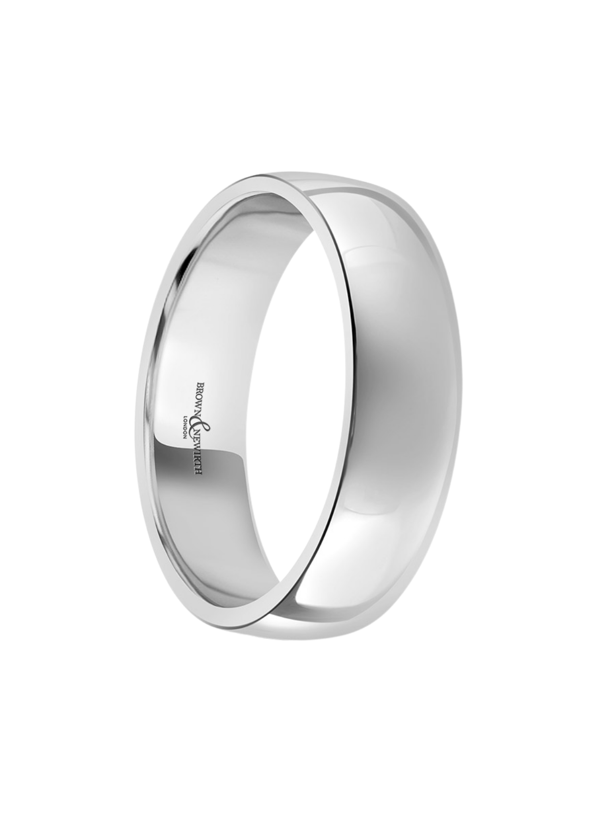 6mm Platinum Wedding Ring with Lighter Low Domed Court Profile (Size R-Z+)