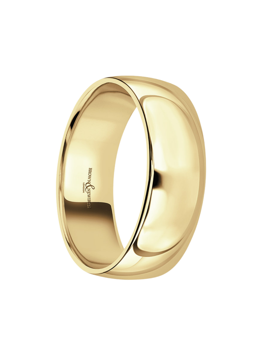 7mm 9ct Yellow Gold Wedding Ring with Medium Modern Court Profile (Size R-Z+)