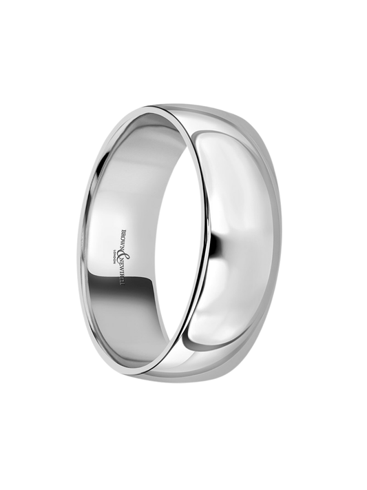 7mm Platinum Wedding Ring with Medium Modern Court Profile (Size R-Z+)
