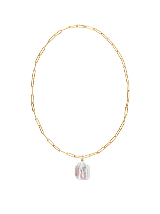 Ora Pearls Aetia Flat Baroque Pearl Necklace - Gold NAETFBQG