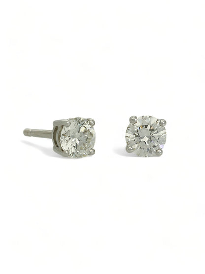 Diamond Solitaire Stud Earrings "The Catherine Collection" 1.00ct Round Brilliant Cut in 18ct White Gold
