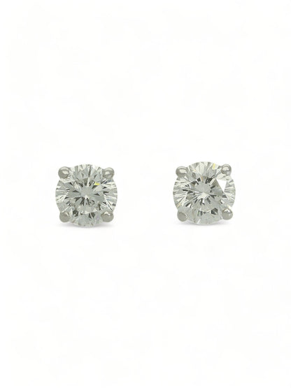 Diamond Solitaire Stud Earrings "The Catherine Collection" 1.20ct Round Brilliant Cut in 18ct White Gold