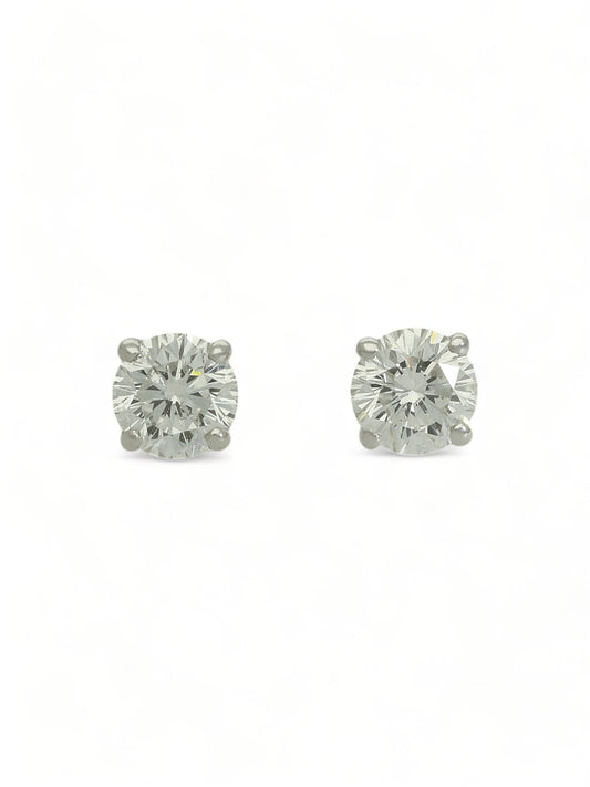 Diamond Solitaire Stud Earrings "The Catherine Collection" 1.20ct Round Brilliant Cut in 18ct White Gold