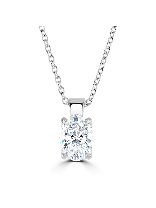 Lab Grown Diamond Solitaire Pendant 1.50ct Oval Cut in Platinum