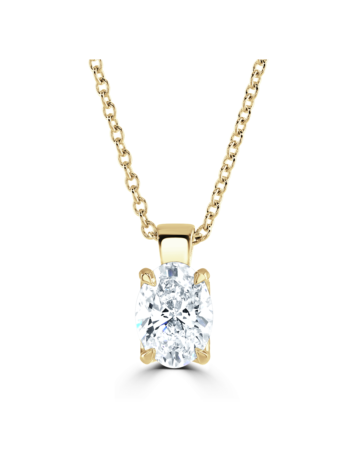 Lab Grown Diamond Solitaire Pendant 1.50ct Oval Cut in 18ct Yellow Gold