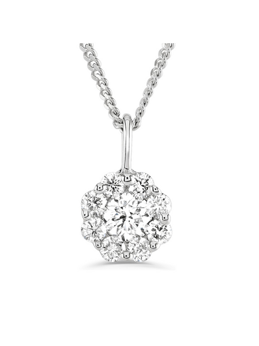 Diamond Round Brilliant 0.30ct Cluster Pendant in 9ct White Gold