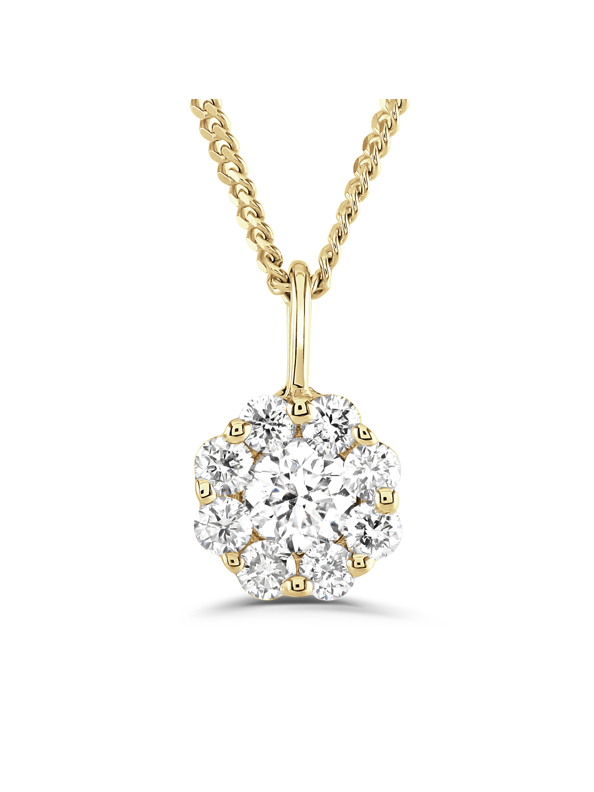 Brown & Newirth Bella 0.30ct Brilliant Cut Diamond Cluster Pendant in 9ct Yellow Gold