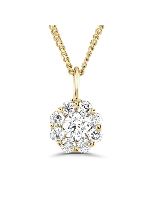 Brown & Newirth Bella 0.30ct Brilliant Cut Diamond Cluster Pendant in 9ct Yellow Gold
