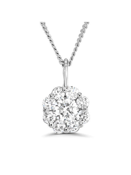 Brown & Newirth Bella 0.40ct Brilliant Cut Diamond Cluster Pendant in 9ct White Gold