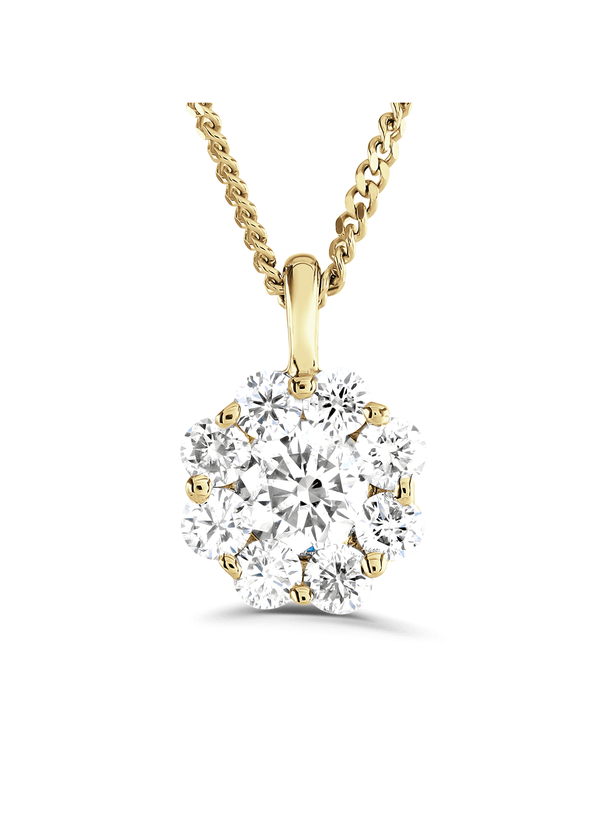Diamond Round Brilliant 0.50ct Cluster Pendant in 9ct Yellow Gold