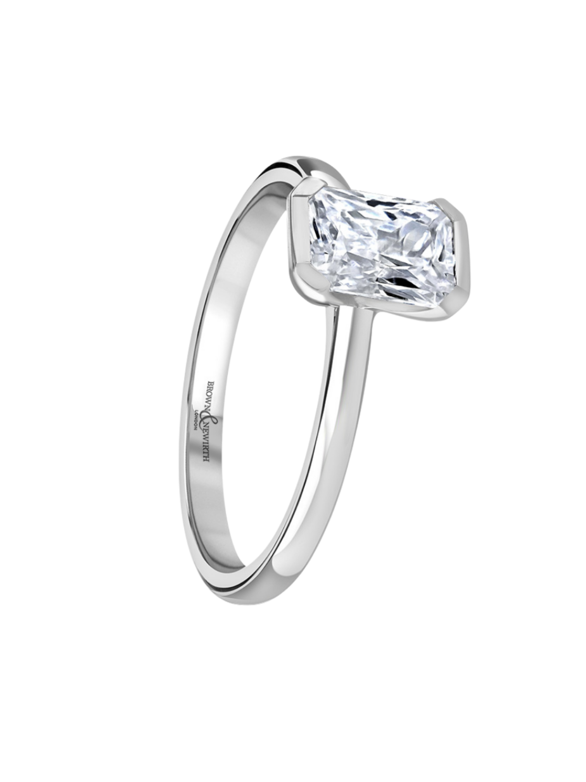 Lab Grown Diamond Solitaire Ring with 1.50ct Radiant Cut Diamond in Platinum