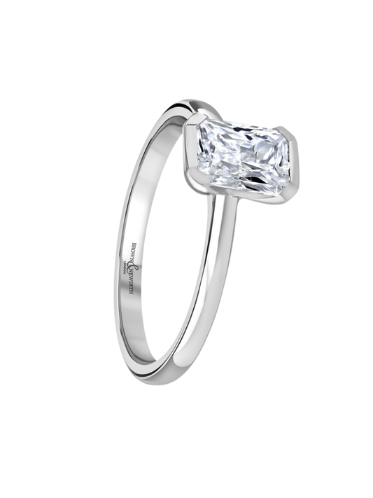 Lab Grown Diamond Solitaire Ring with 2.00ct Radiant Cut Diamond in Platinum