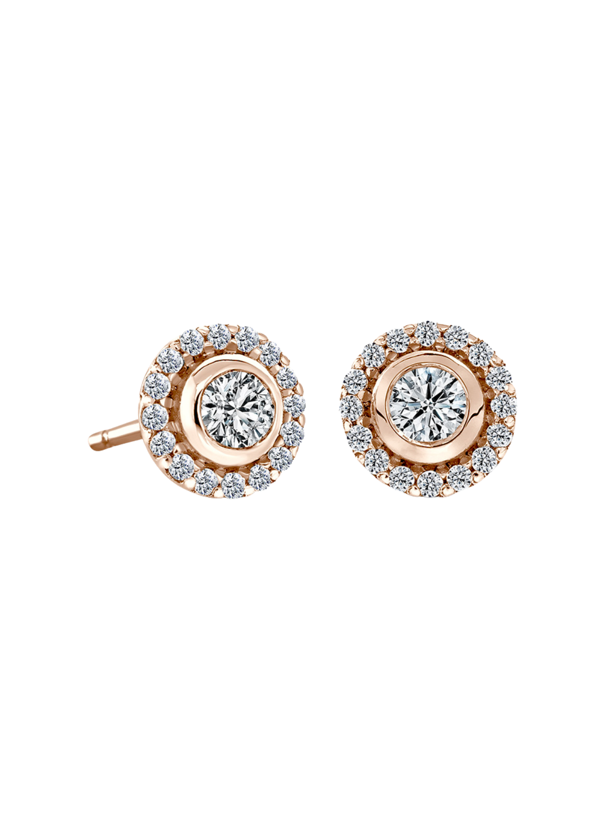 Lab Grown Diamond Halo Stud Earrings with 0.35ct of Round Brilliant Diamonds in 9ct Rose Gold