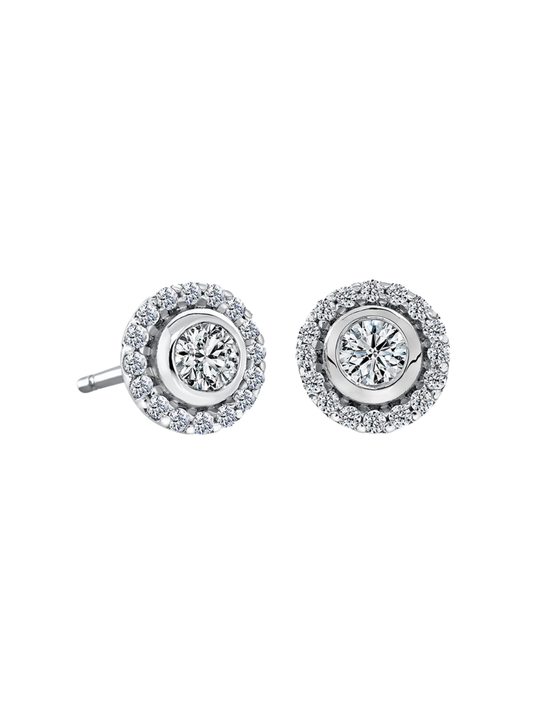 Lab Grown Diamond Halo Stud Earrings with 0.35ct of Round Brilliant Diamonds in 9ct White Gold