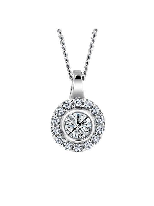 Lab Grown Diamond Halo Pendant with 0.30ct of Round Brilliant Diamonds in 9ct White Gold