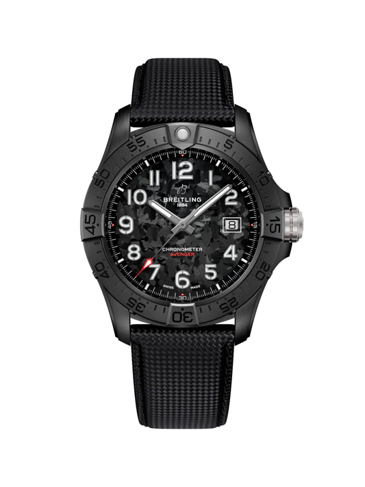 Breitling Avenger Automatic 42 Night Mission with Black Leather Strap & Carbon Dial