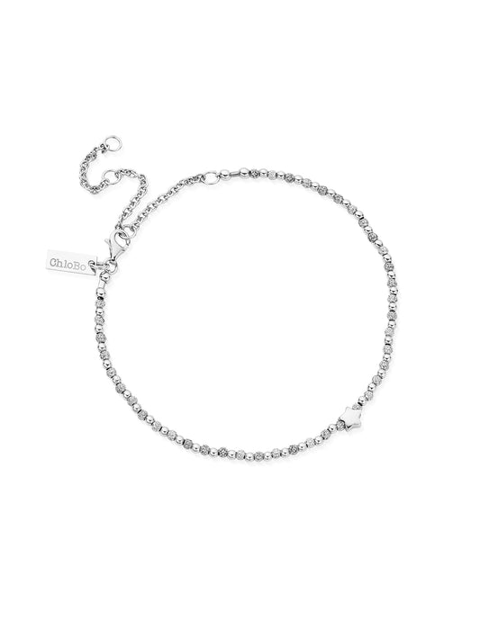 ChloBo Inset Star Anklet in Silver SANSTAR