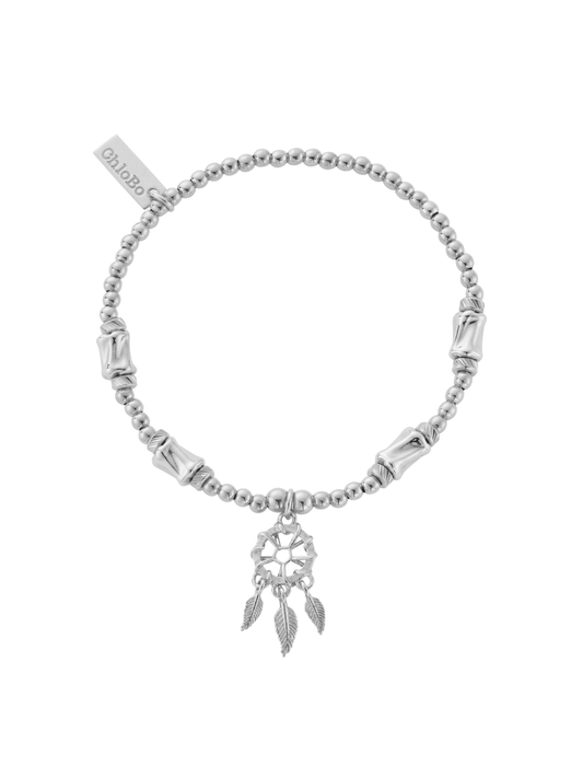 ChloBo Cute Charm Chunky Twist Dream Catcher Bracelet in Silver
