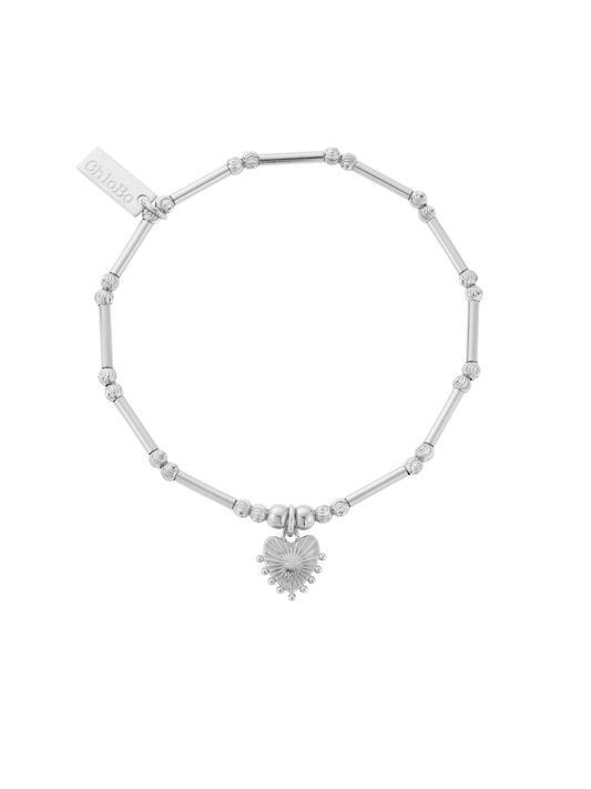 ChloBo Dainty Moon Cut Sparkle Glowing Beauty Bracelet in Silver