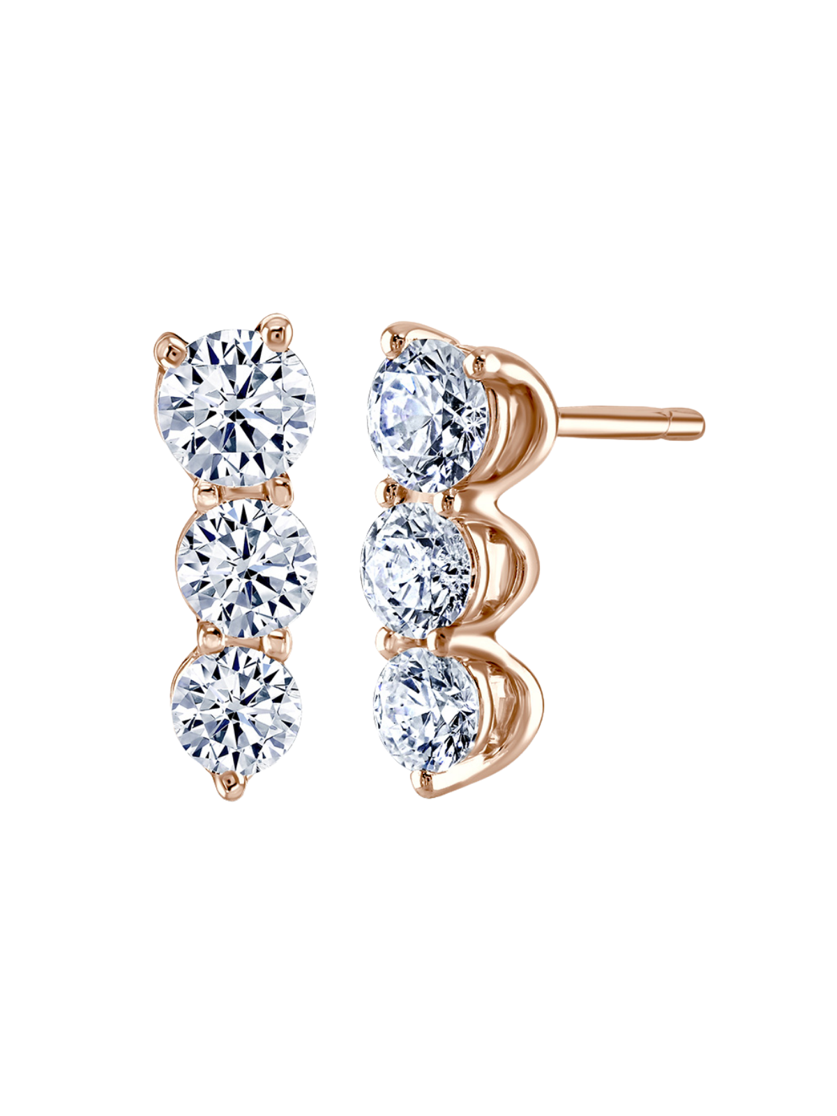 Lab Grown Diamond Drop Earrings with 1.50ct of Round Brilliant Diamonds in 9ct Rose Gold